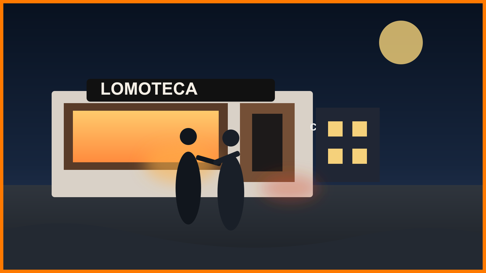 Ilustracion de un local gastronomico barrial en Chimbas durante un asalto nocturno