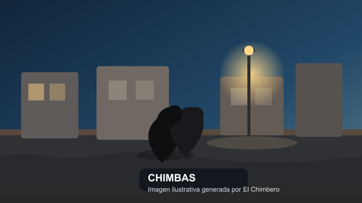 Ilustracion de una calle de barrio en Chimbas durante un hecho de inseguridad