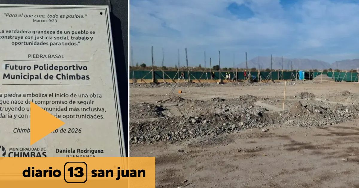 Predio donde avanza la obra del polideportivo de Chimbas