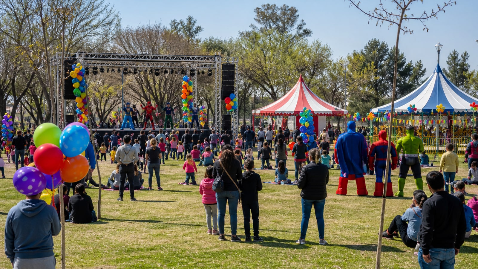 Imagen ilustrativa de una celebración familiar por el Día del Niño en el Parque de Chimbas