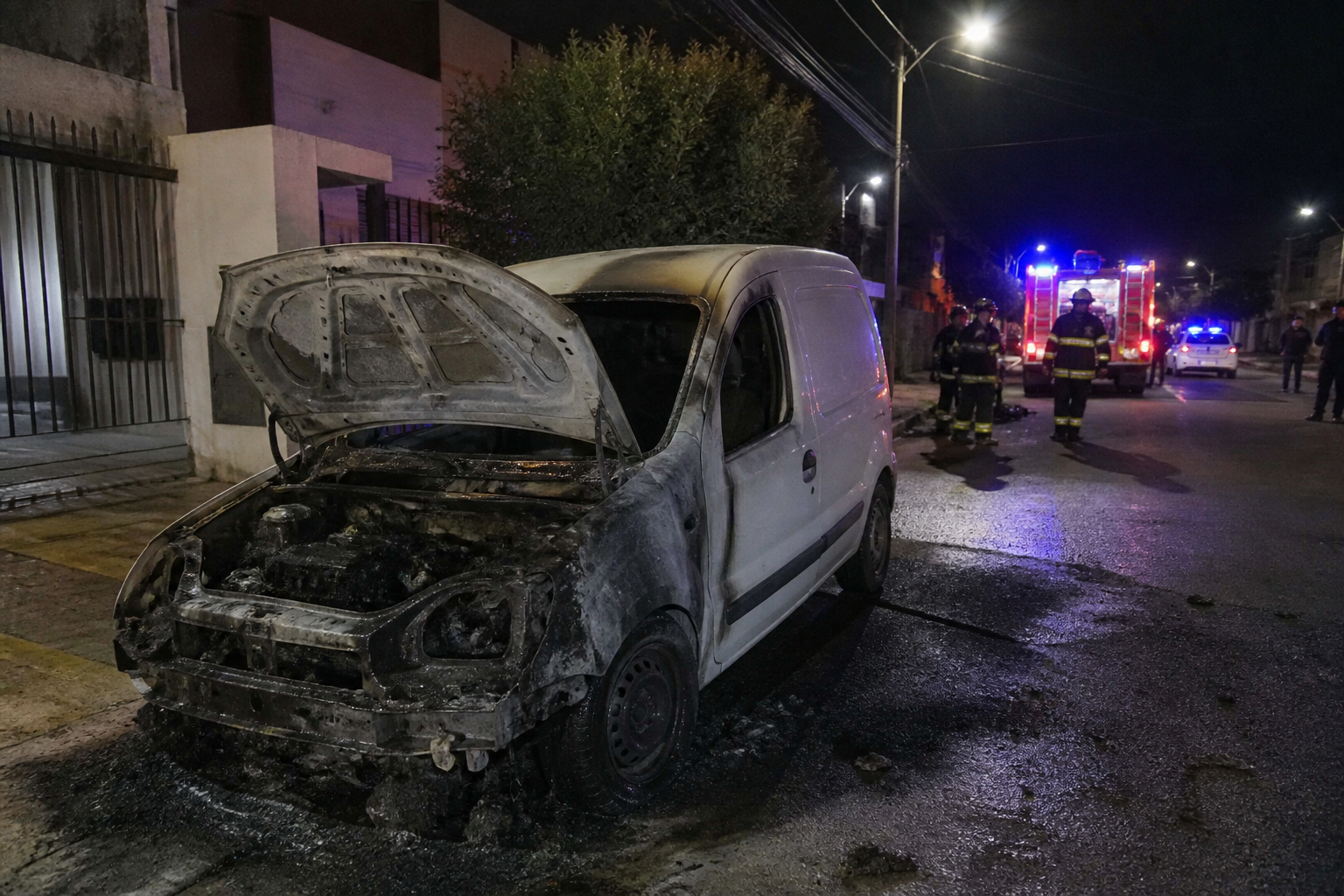 Vehículo incendiado en una calle residencial de Chimbas