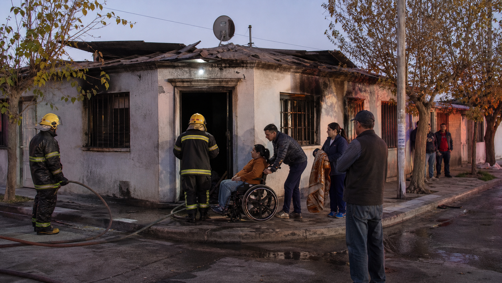 Imagen ilustrativa de un operativo de rescate tras un incendio en una vivienda de Chimbas