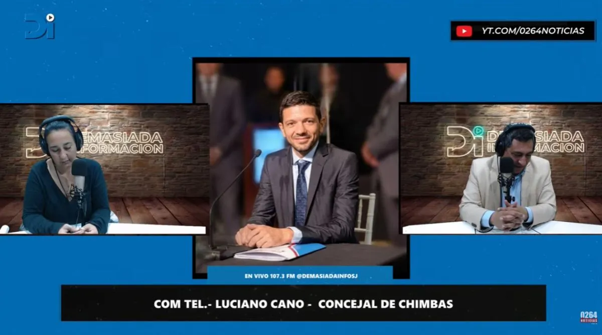 Luciano Cano durante una entrevista sobre el escenario político de Chimbas para 2027