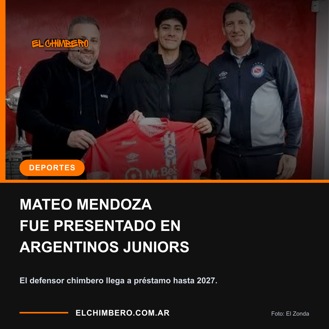 MATEO MENDOZA FUE PRESENTADO EN ARGENTINOS JUNIORS. El defensor chimbero llega a préstamo hasta 2027.