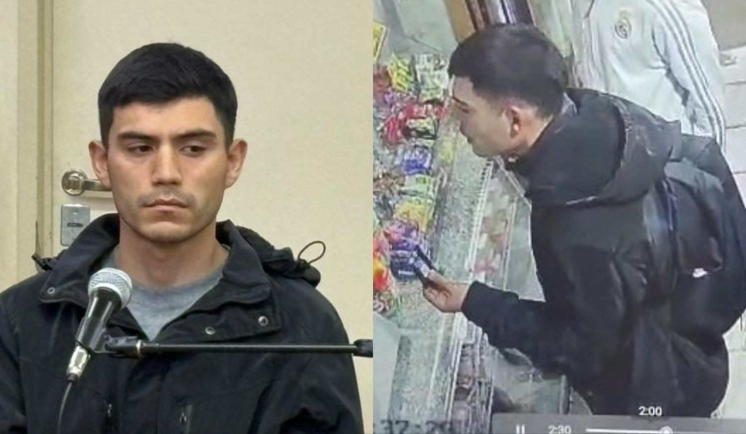 Composición de la fuente con el policía condenado y una captura del pago con la tarjeta