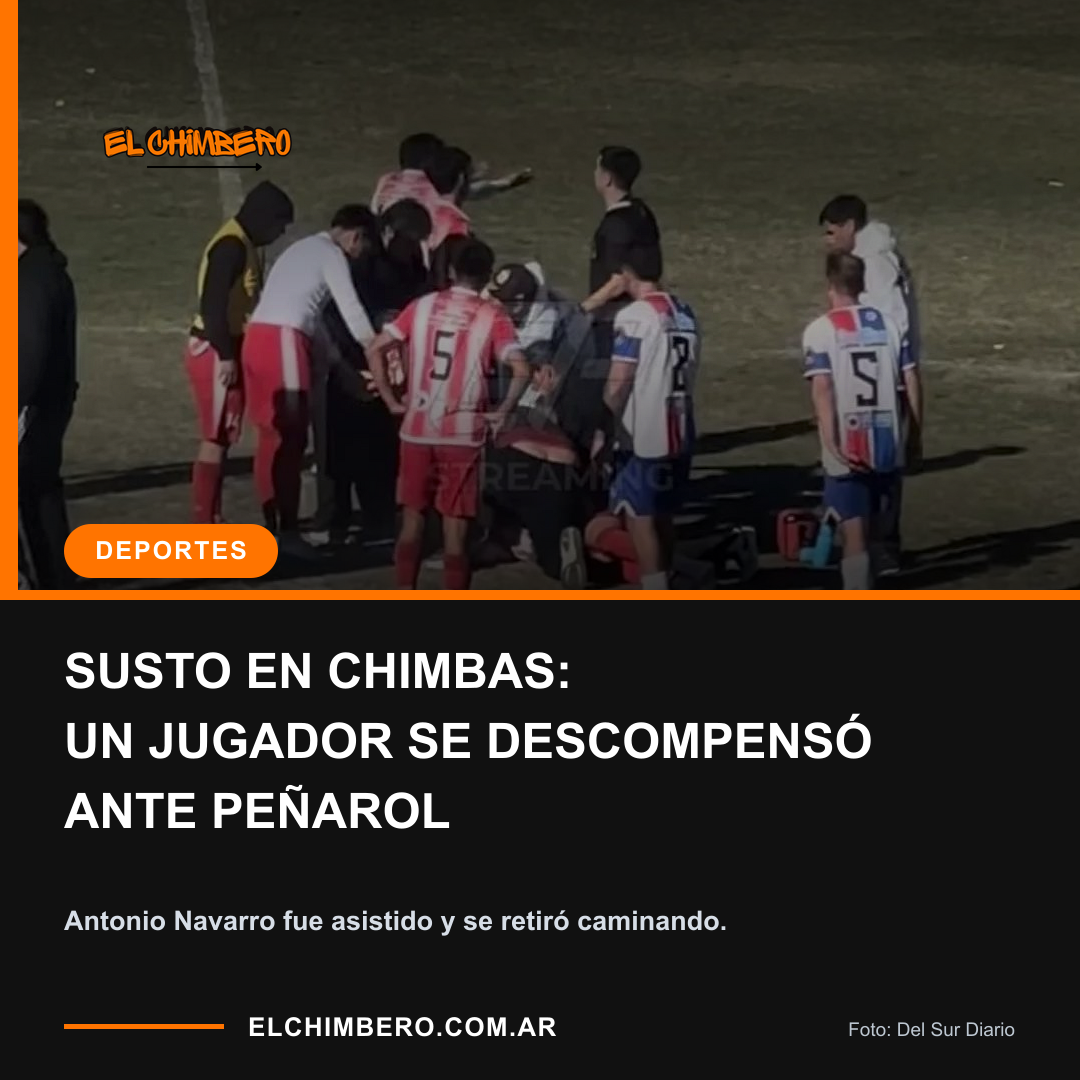 SUSTO EN CHIMBAS: UN JUGADOR SE DESCOMPENSÓ ANTE PEÑAROL. Antonio Navarro fue asistido y se retiró caminando.