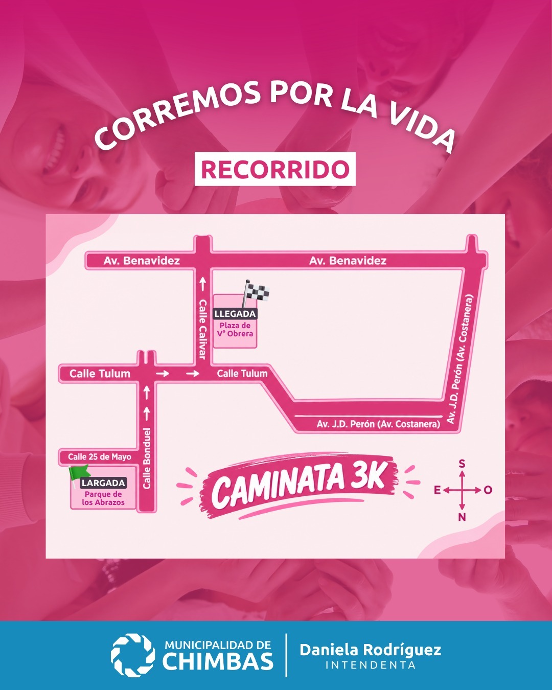 Mapa de la caminata de 3 kilómetros en Chimbas