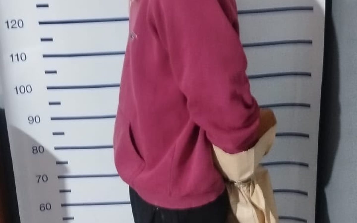 Persona con buzo rojo y rostro pixelado en la fotografía aportada sobre el procedimiento en Villa Juan XXIII, Chimbas