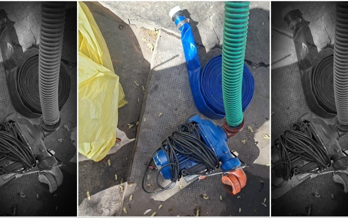 Bomba de agua y manguera secuestradas durante el procedimiento en Chimbas