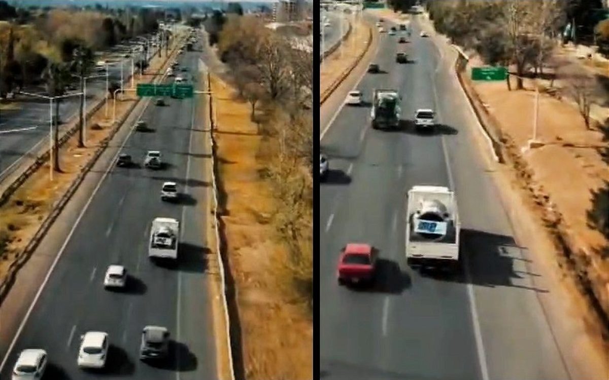 Imágenes del traslado por ruta del equipo destinado a Cuesta del Viento