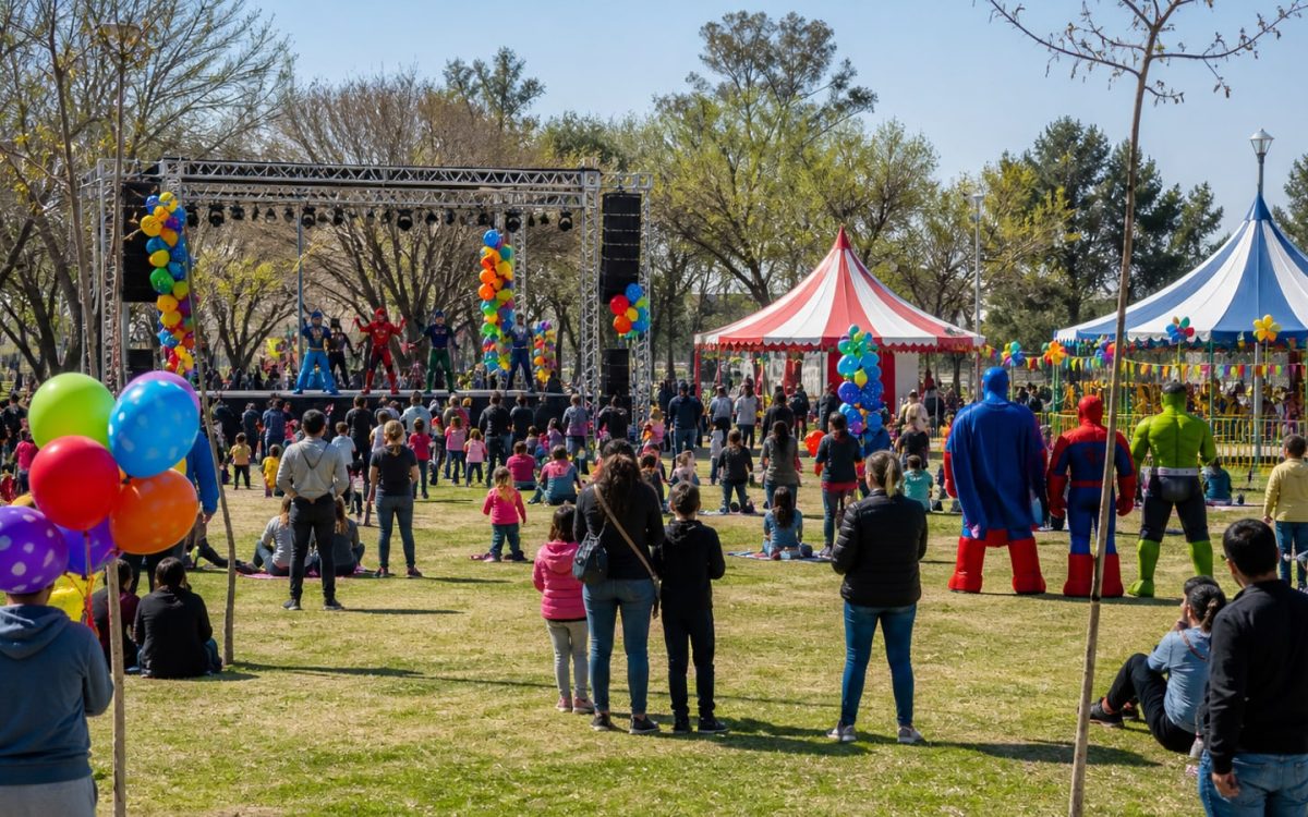Imagen ilustrativa de una celebración familiar por el Día del Niño en el Parque de Chimbas