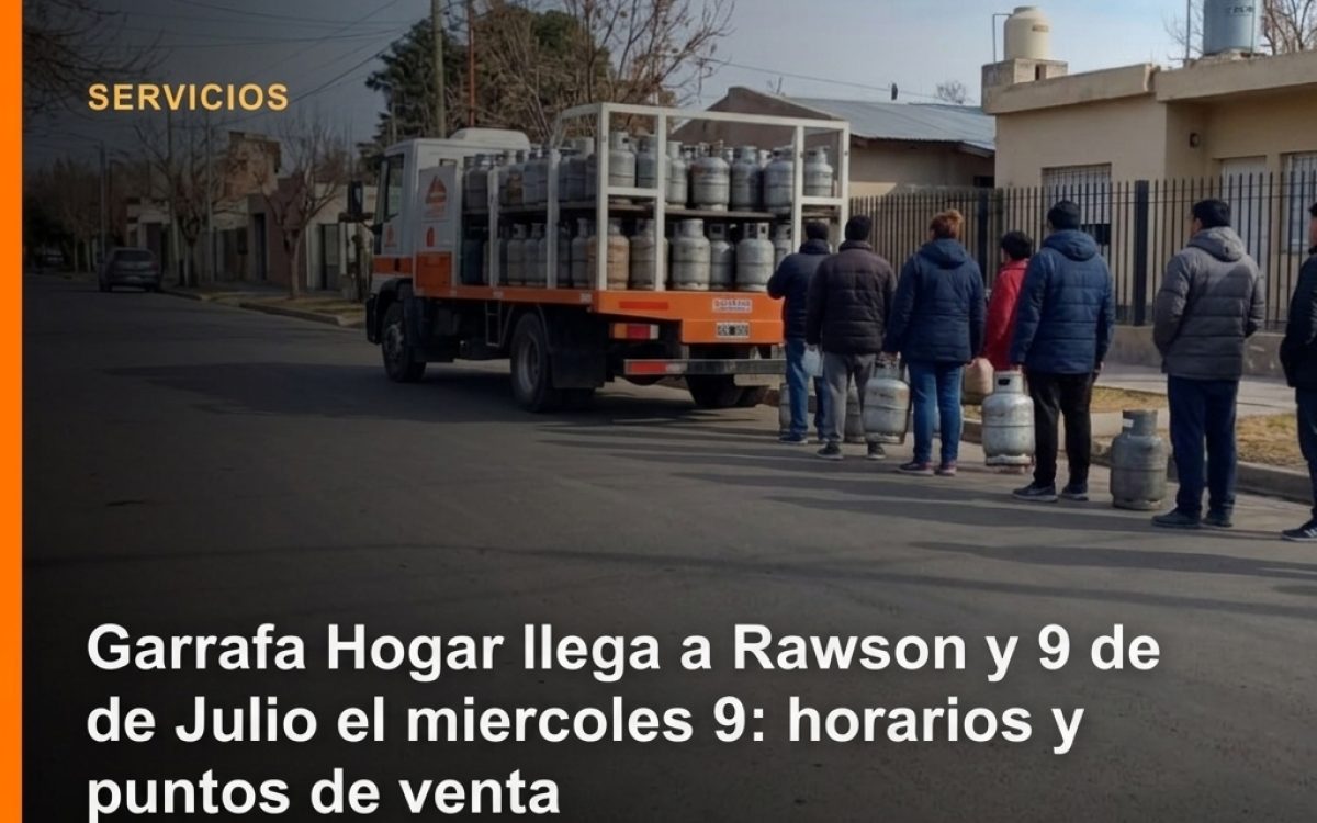 Garrafa Hogar llega a Rawson y 9 de Julio el miercoles 9: precios y lo que tenes que saber