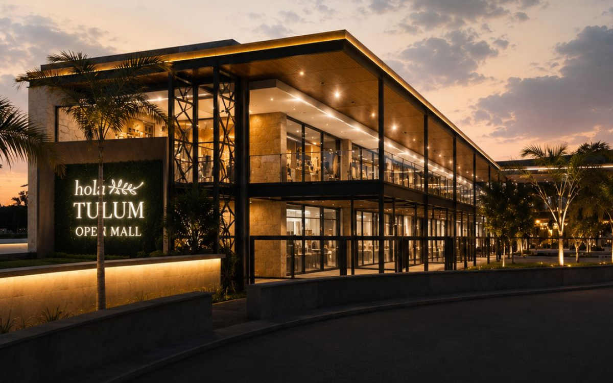 Vista del complejo Hola Tulum Open Mall en la previa de su apertura en San Juan