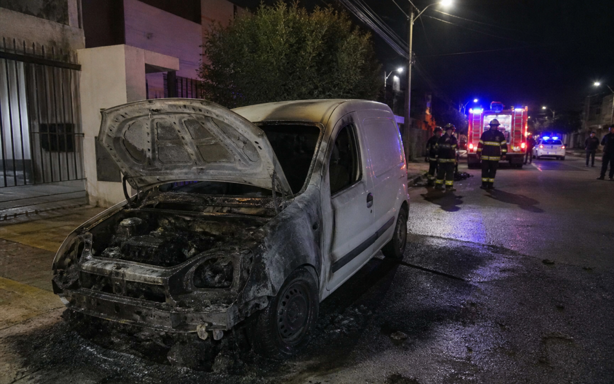 Vehículo incendiado en una calle residencial de Chimbas