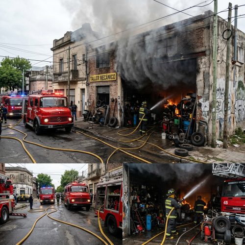 Incendio en un taller de carpinteria de la Union Vecinal Barrio Ansilta en Rawson: sospechan cortocircuito