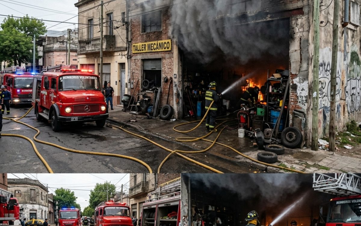 Incendio en un taller de carpinteria de la Union Vecinal Barrio Ansilta en Rawson: sospechan cortocircuito
