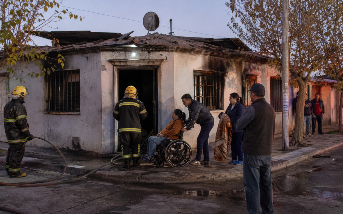 Imagen ilustrativa de un operativo de rescate tras un incendio en una vivienda de Chimbas
