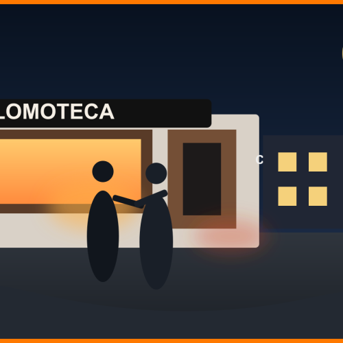 Ilustracion de un local gastronomico barrial en Chimbas durante un asalto nocturno