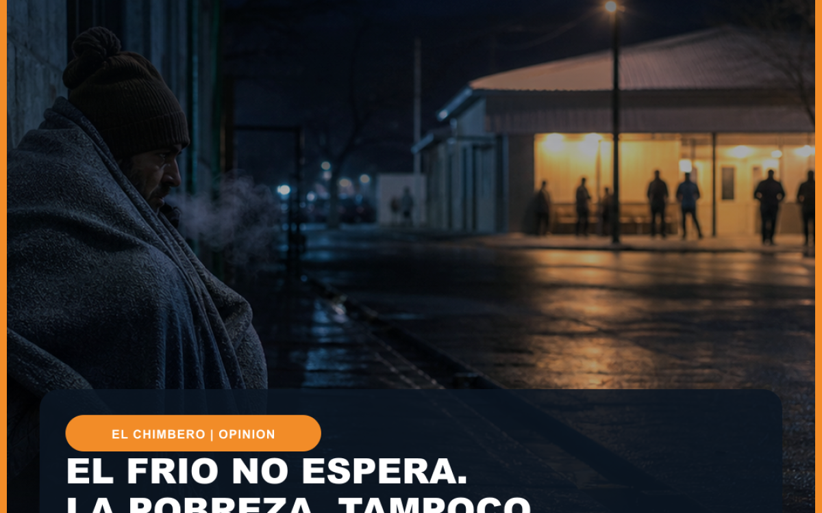 Placa editorial de El Chimbero sobre el frio y la pobreza en San Juan