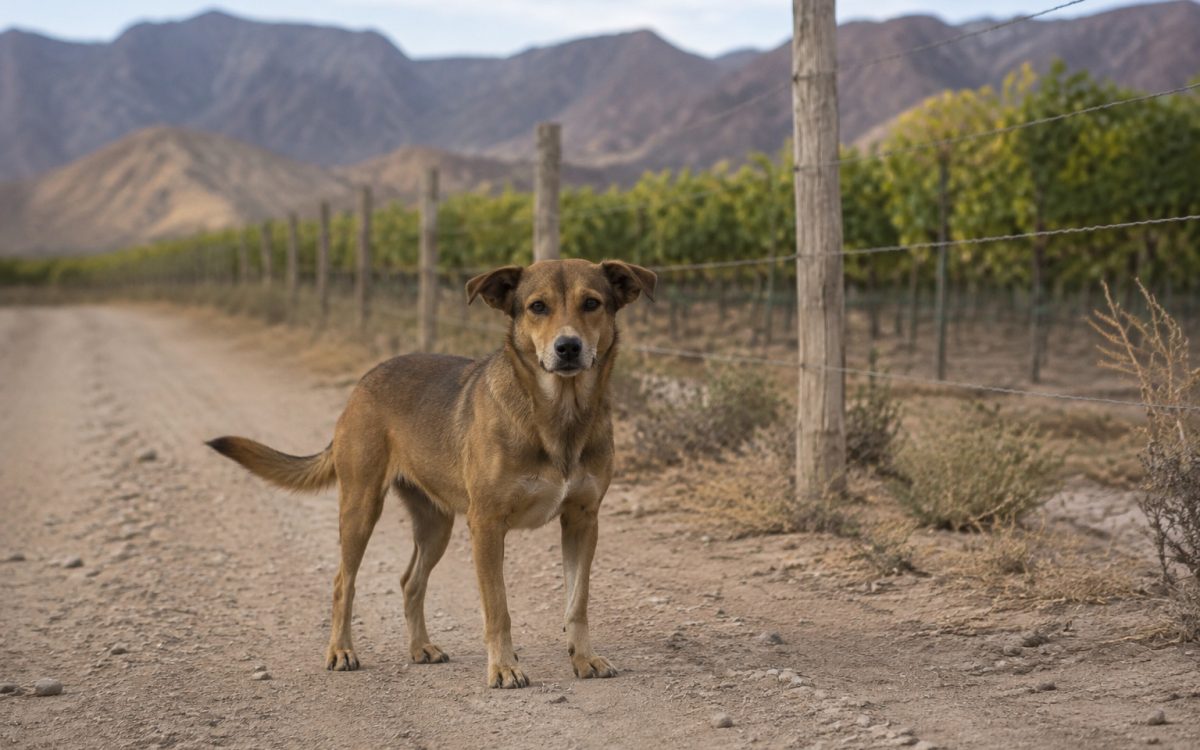 Imagen ilustrativa generada con IA de un perro mestizo vivo en un entorno rural. No corresponde al animal ni al lugar del hecho.