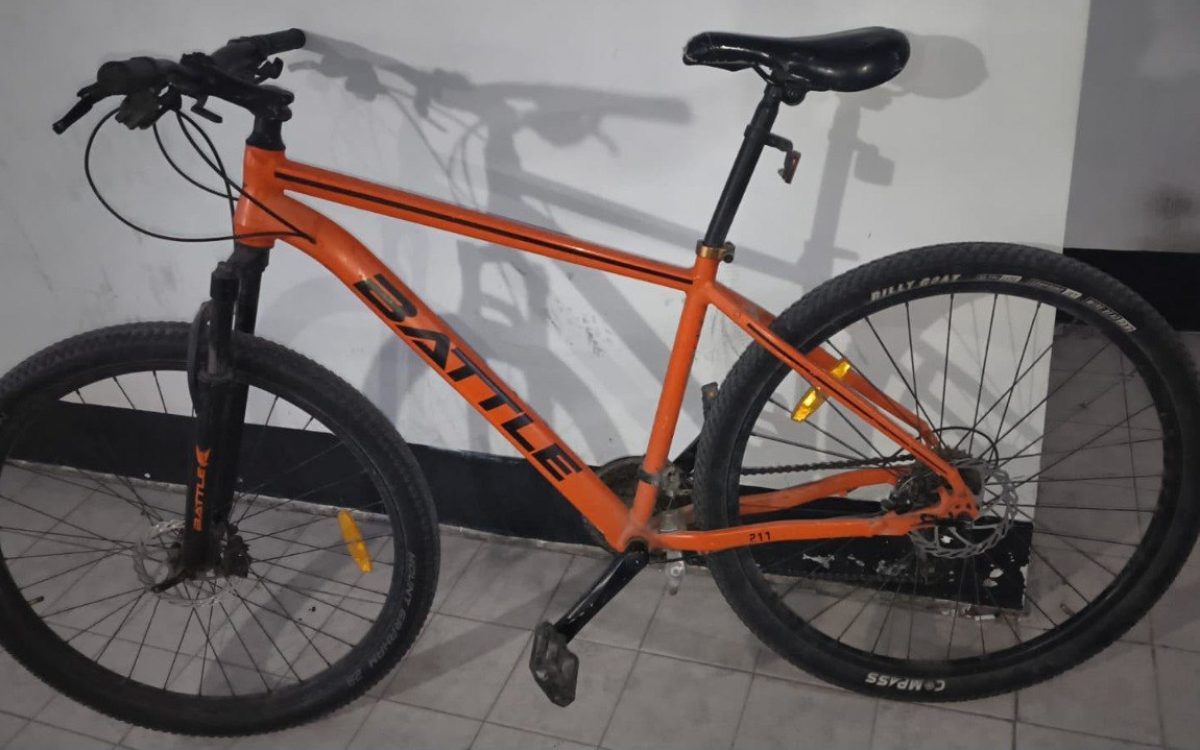 Bicicleta naranja marca Battle que intentaron robar en Rawson